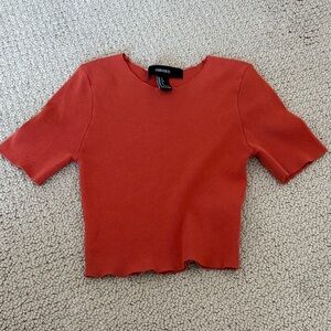 Forever 21 Women's Vibrant Orange Short Sleeve Top